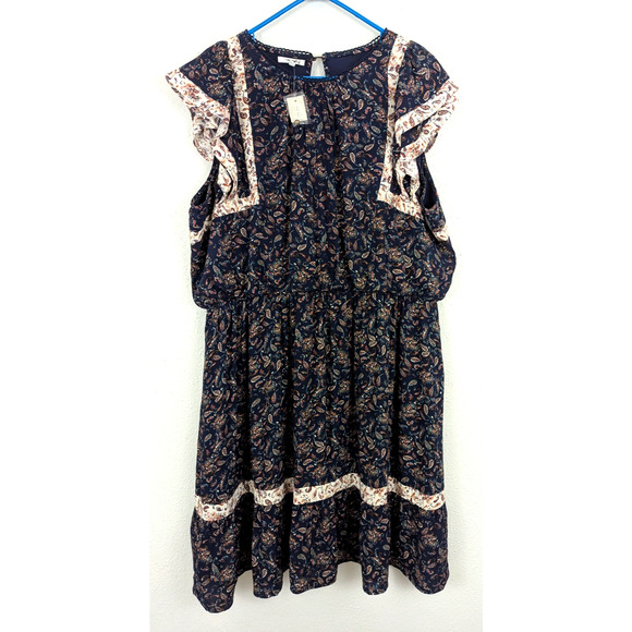 Maurices Dresses & Skirts - New Maurices sz 2X Blue Paisley Mini Dress lined elastic waist women 0392